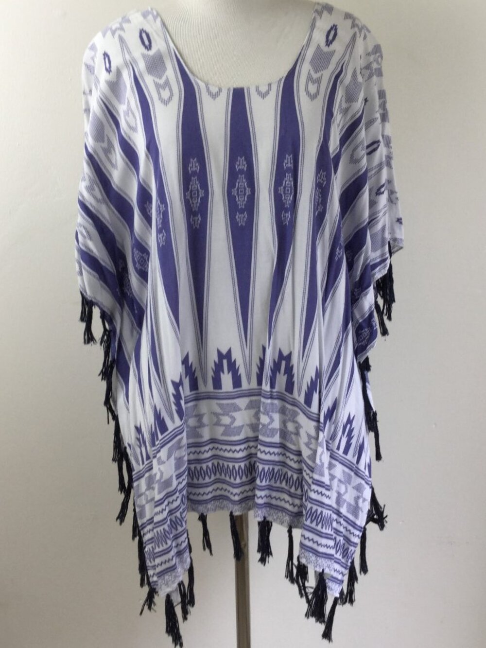 Angie Aztec-Print Fringe Top